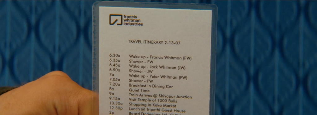 Travel Itinerary Card | The Darjeeling Limited